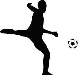 Fototapeta na wymiar silhouette of football player in best action with transparent background