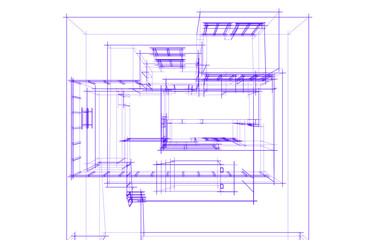 sketch of modern house 3d illustration