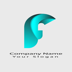 F modern abstract letter logo design 
