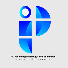 P modern abstract 3d letter logo design  