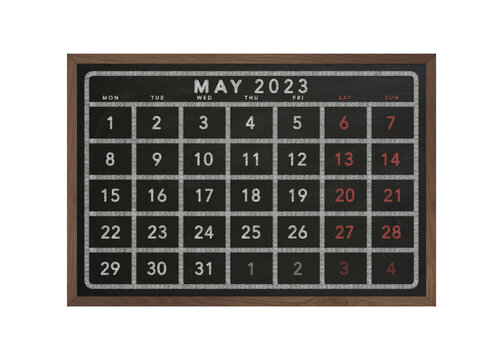 2023 May Black Chalkboard Calendar Transparent Background Png