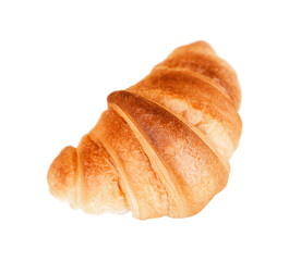 One french croissant isolated on white background.