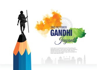 Mahatma Gandhi Jayanti 2nd October with creative design vector illustration