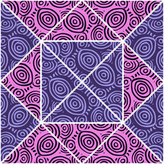 Circle shapes kaleidoscope seamless pattern. Decorative abstract mosaic ornament.