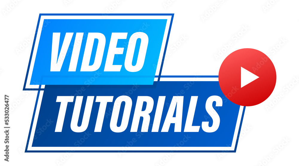 Wall mural video tutorials icon concept. study and learning background, distance education and knowledge growth