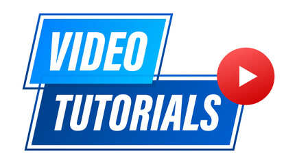 Video tutorials icon concept. Study and learning background, distance education and knowledge growth. Video conference and webinar icon, internet and video services.  illustration.