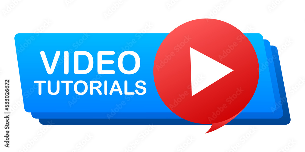 Wall mural video tutorials icon concept. study and learning background, distance education and knowledge growth