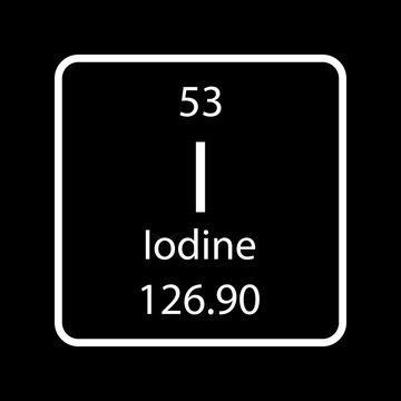 Iodine symbol. Chemical element of the periodic table. Vector illustration.