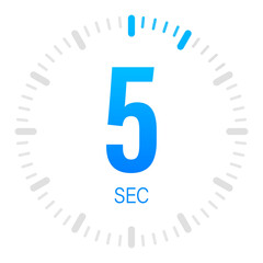 The 5 second, timer, stopwatch  icon. Stopwatch icon in flat style.  stock illustration. - obrazy, fototapety, plakaty