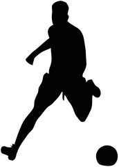 silhouette of football player in best action with transparent background