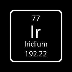 Iridium symbol. Chemical element of the periodic table. Vector illustration.