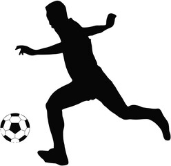 Fototapeta na wymiar silhouette of football player in best action with transparent background