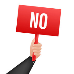 No sign. Cartoon poster with hand holding placard for banner design. Banner, Billboard design.  stock illustration