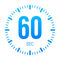 The 60 second, timer, stopwatch  icon. Stopwatch icon in flat style.  stock illustration
