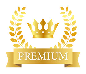 Premium. Premium in royal style on gold background. Luxury template design.  stock illustration.