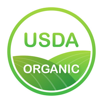 USDA organic emblems, badge, Sticker, logo, icon.  stock illustration.