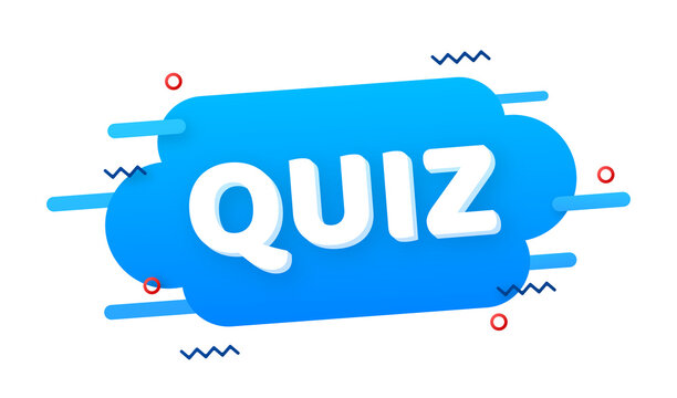 Quiz logo with clock, concept of questionnaire show sing, quiz button, question competition.  stock illustration.