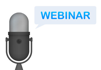 Webinar Icon, flat design style with blue play button.  illustration.