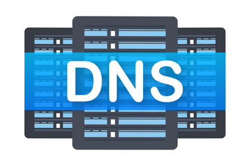 DNS Domain Name System Server. Global communication network concept. Web search concept.  illustration.