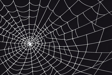 Obraz premium Spider web set isolated on dark background. Spooky Halloween cobwebs with spiders. Outline Raster illustration