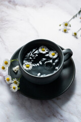 cup with chamomile, soothing drink, folk recipes 