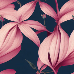 Flowers seamless pattern, 3D illustration, 3D rendering.