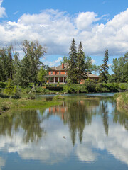 Obraz premium Landscape with river and trees, Inglewood Bird Sanctuary, Calgary, Canada