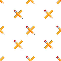 Ruler and Pencil pattern on white background.  stock illustration.
