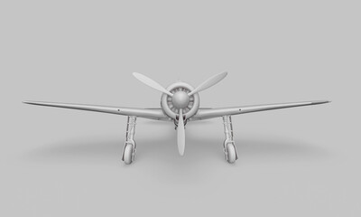 vintage military aircraft in minimalism concept on pastel background