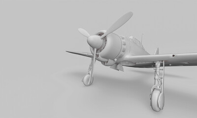 vintage military aircraft in minimalism concept on pastel background close up view