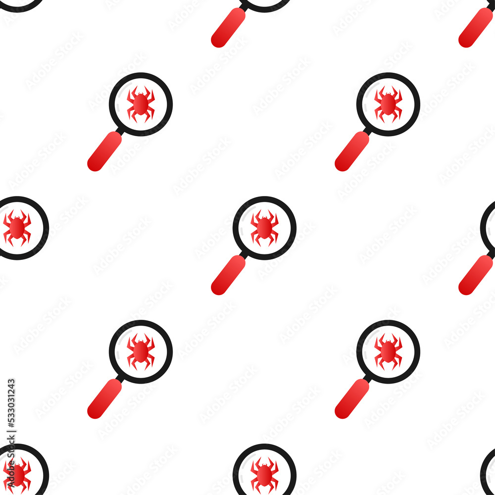 Poster search virus computer in flat style pattern. protection symbol. internet technology. data protection