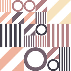 Abstract vector geometric seamless pattern, background design in Bauhaus style, for web design, business card, invitation, poster, cover.