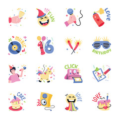 Pack of Birthday Flat Stickers 