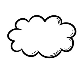 Cloud for conversation and thoughts drawn by hand. Cloud in doodle sketch style. A simple doodle drawing scheme. Vector illustration.