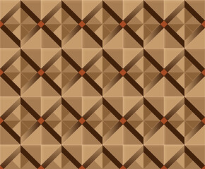 3d seamless geometric pattern background design vector on light dark brown
