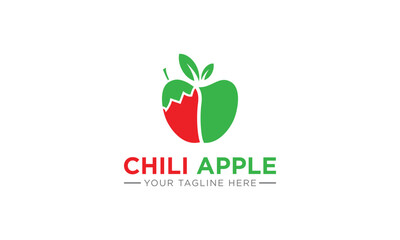 Red Hot Chili and apple logo designs concept vector, Iconic Chili apple logo symbol