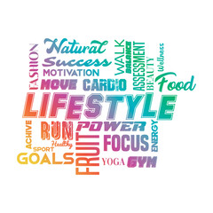 LIFESTYLE word cloud, sport, Success, Fashion concept.