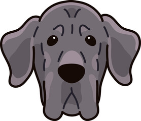 Simple and adorable Great Dane illustration front face