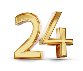 24 twenty-four golden bold number 3d-illustration