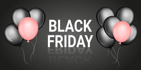 Black Friday horn neon balloons 3D design vector illustration

