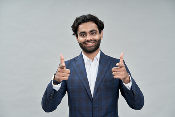 Smiling indian business man investor, arab businessman employer, professional hr executive manager...