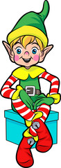 Merry Christmas element cute elf actions