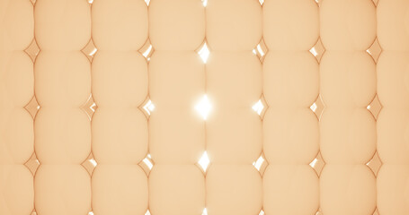 Render with a beige floating surface made of soft rectangles