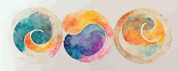 creative minimalist hand painted abstract art background, circles shapes