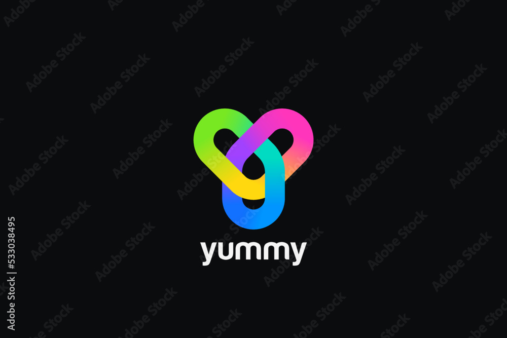 Poster letter y logo design geometric loop infinite vector template colorful linear style. monogram logotyp