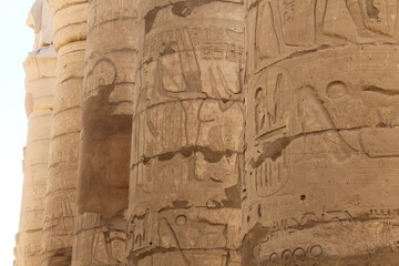 The mighty columns of Karnak temple in Luxor in Egypt