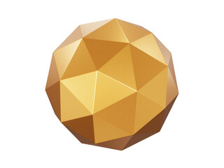3d geometric shape polyhedron gold color. Metal simple figure for your design on isolated background. 3d rendering illustration	