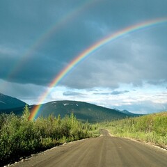 rainbow over the road