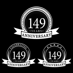 149 years anniversary logo collections. Set of 149th Anniversary logotype template. Vector and illustration. 