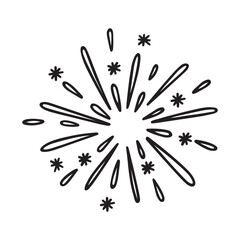 Hand drawn fireworks doodle. Vector illustration isolated on white background